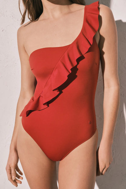 Women Secret_Orange_Orange Shaping Asymmetric Ruffle Swimwear_5523303_64_05