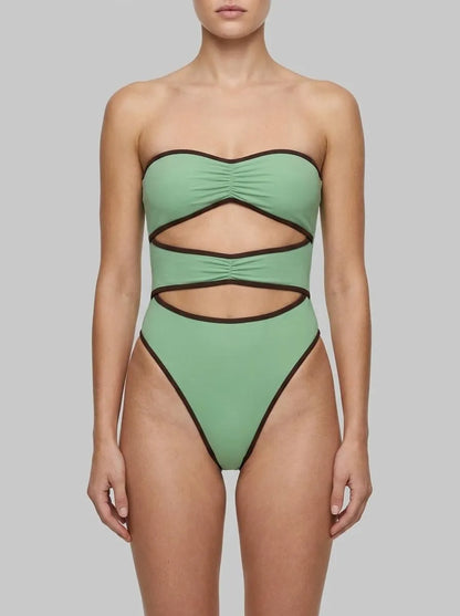 Women Secret_Green_Green Bandeau Front Slits Swimwear_5523311_26_00