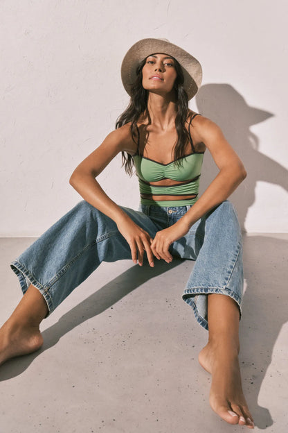 Women Secret_Green_Green Bandeau Front Slits Swimwear_5523311_26_02