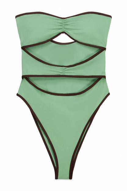 Women Secret_Green_Green Bandeau Front Slits Swimwear_5523311_26_08