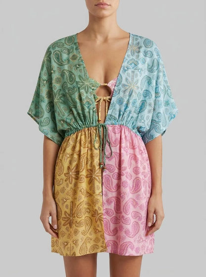 Women Secret_Multicoloured_Multicoloured Short Open Printed Tunic_5543690_98_00