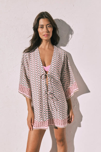 Women Secret Multicoloured Women Geometric Print Short Kimono Tunic SKU: 5543700_98 Image 02