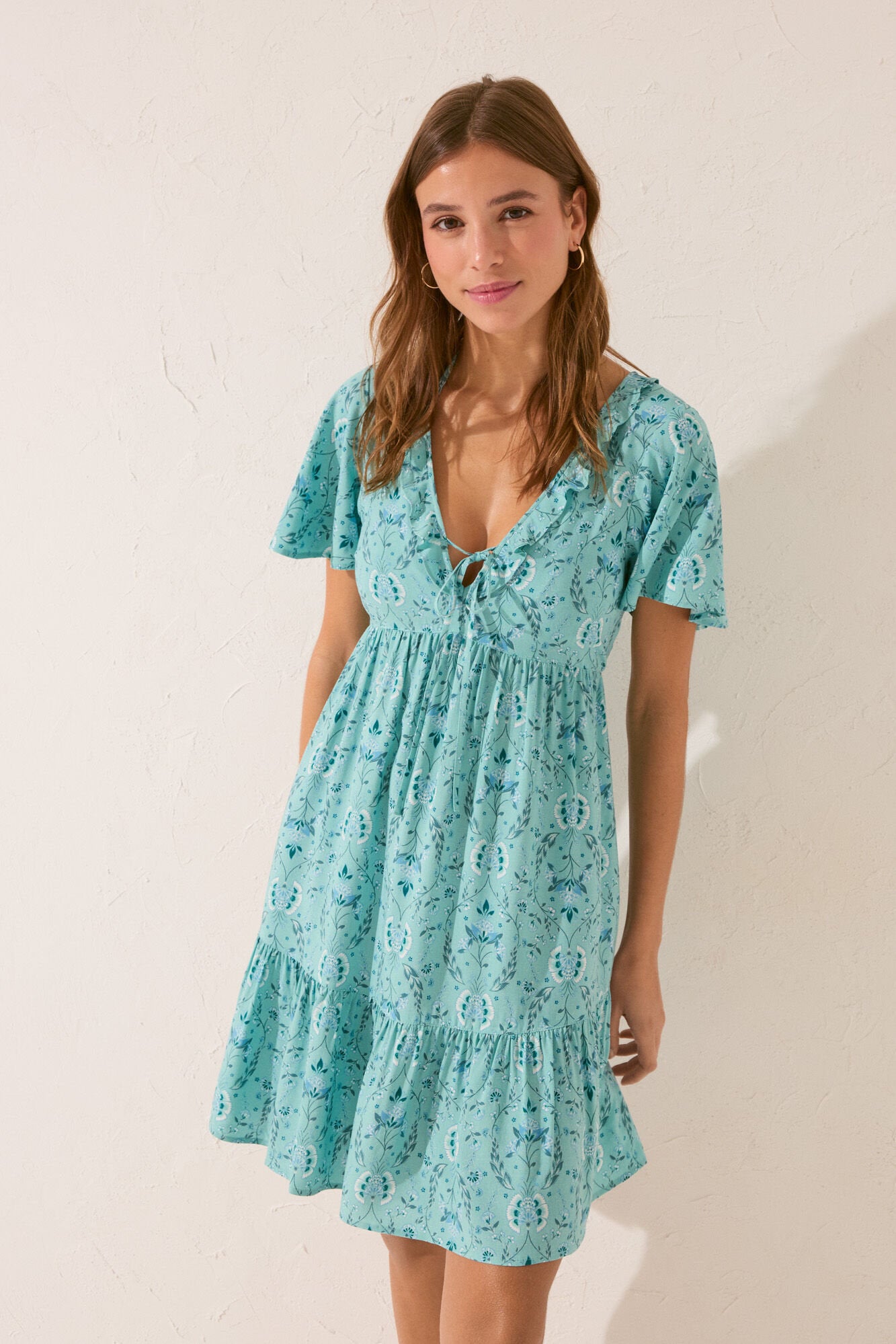 Women Secret_Short Dress with Flower Print Ruffles_5549915_19_03