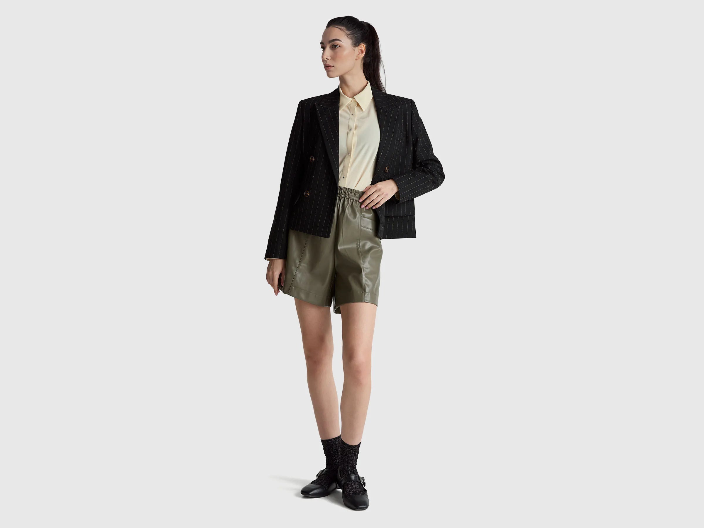 Benetton Creamy White Women Crepe Shirt SKU: 55M1DQ0CP_3C9 Image 03