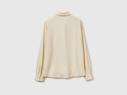 Benetton Creamy White Women Crepe Shirt SKU: 55M1DQ0CP_3C9 Image 06