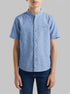 Benetton Light Blue Boys Short-Sleeved Linen Blend Shirt SKU: 55WQCQ04U_901 Image 00
