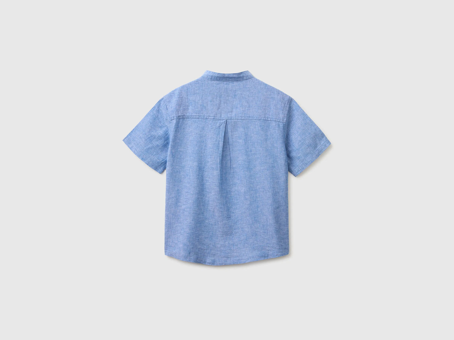 Benetton Light Blue Boys Short-Sleeved Linen Blend Shirt SKU: 55WQCQ04U_901 Image 02