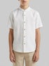 Benetton White Boys Short-Sleeved Linen Blend Shirt SKU: 55WQCQ04U_909 Image 00