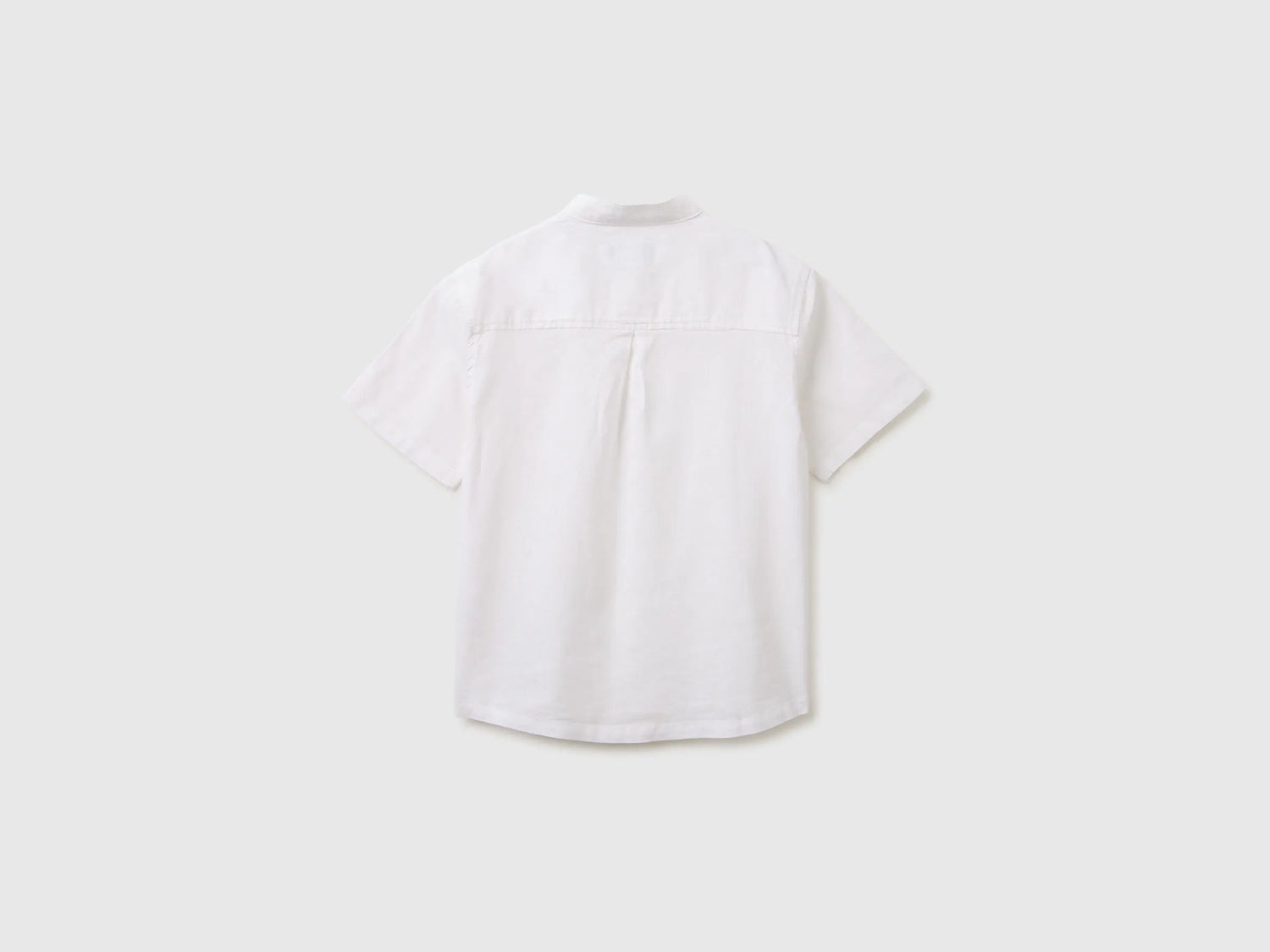 Benetton White Boys Short-Sleeved Linen Blend Shirt SKU: 55WQCQ04U_909 Image 02