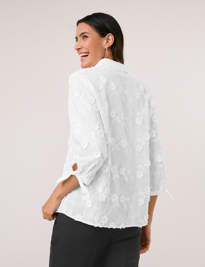 Gerry Weber_Blouse with 3/4-Length Sleeves and 3D Floral AppliquŽing_560106-31451_99600_03