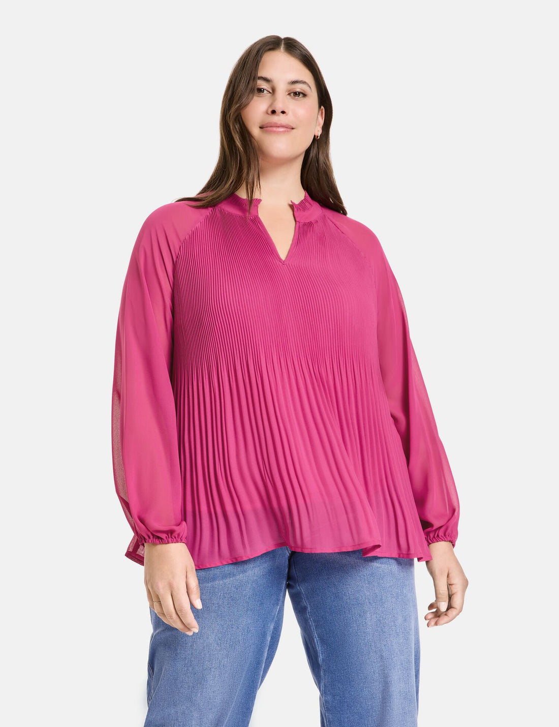 Flared Pleated Blouse With Balloon Sleeves_560534-21133_3500_01