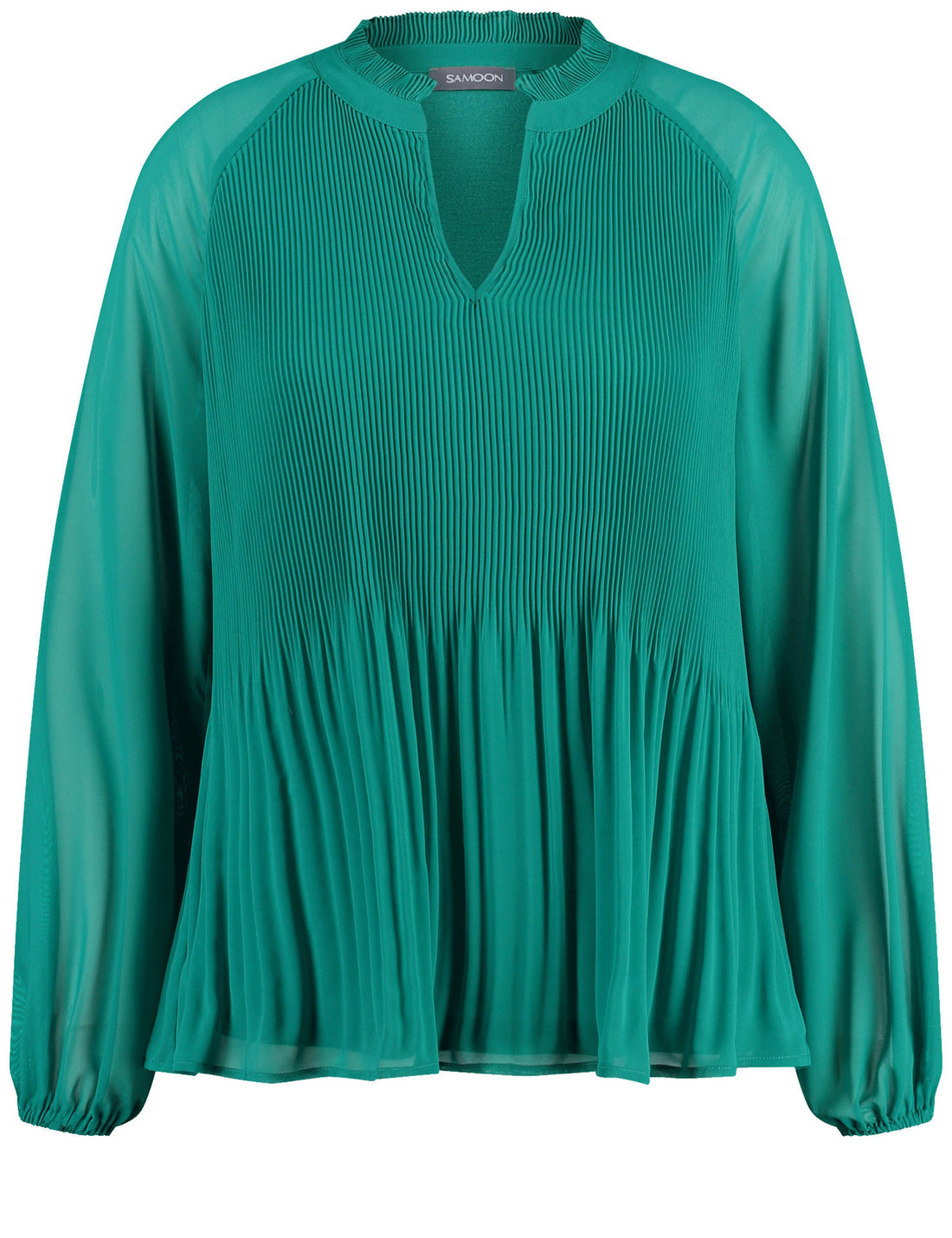 Flared Pleated Blouse With Balloon Sleeves_560534-21133_5630_01