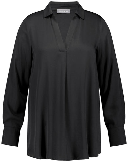 Long Sleeve Blouse with V Neckline_560537-21158_1100_02