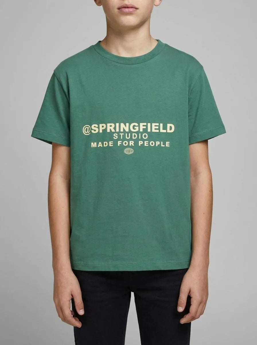 Springfield Green Boys Boxy Short Sleeve T-Shirt SKU: 5653271_24 Image 00