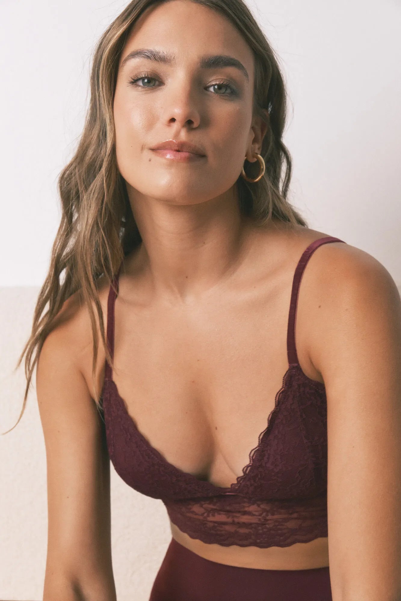 Women Secret_Wine_Lovely Burgundy Lace Triangle Bralette_5662012_68_04