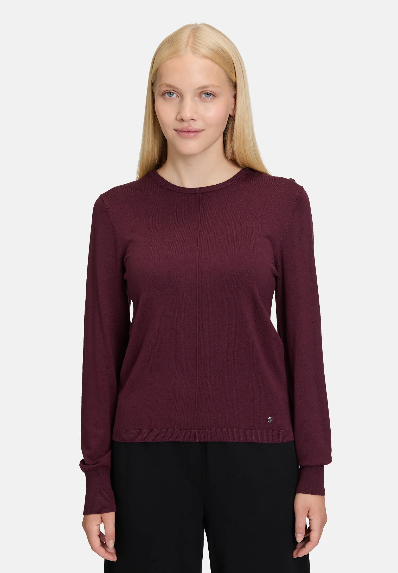Betty Barclay_Dark Aubergine_Knitted Sweater with Knitted Details_5892-3070_4685_01