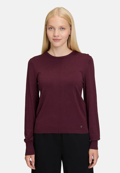Betty Barclay_Dark Aubergine_Knitted Sweater with Knitted Details_5892-3070_4685_01