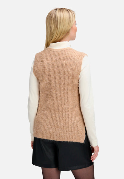 Betty Barclay_Camel Melange_Sleeveless Knit Sweater_5895-3096_7715_03