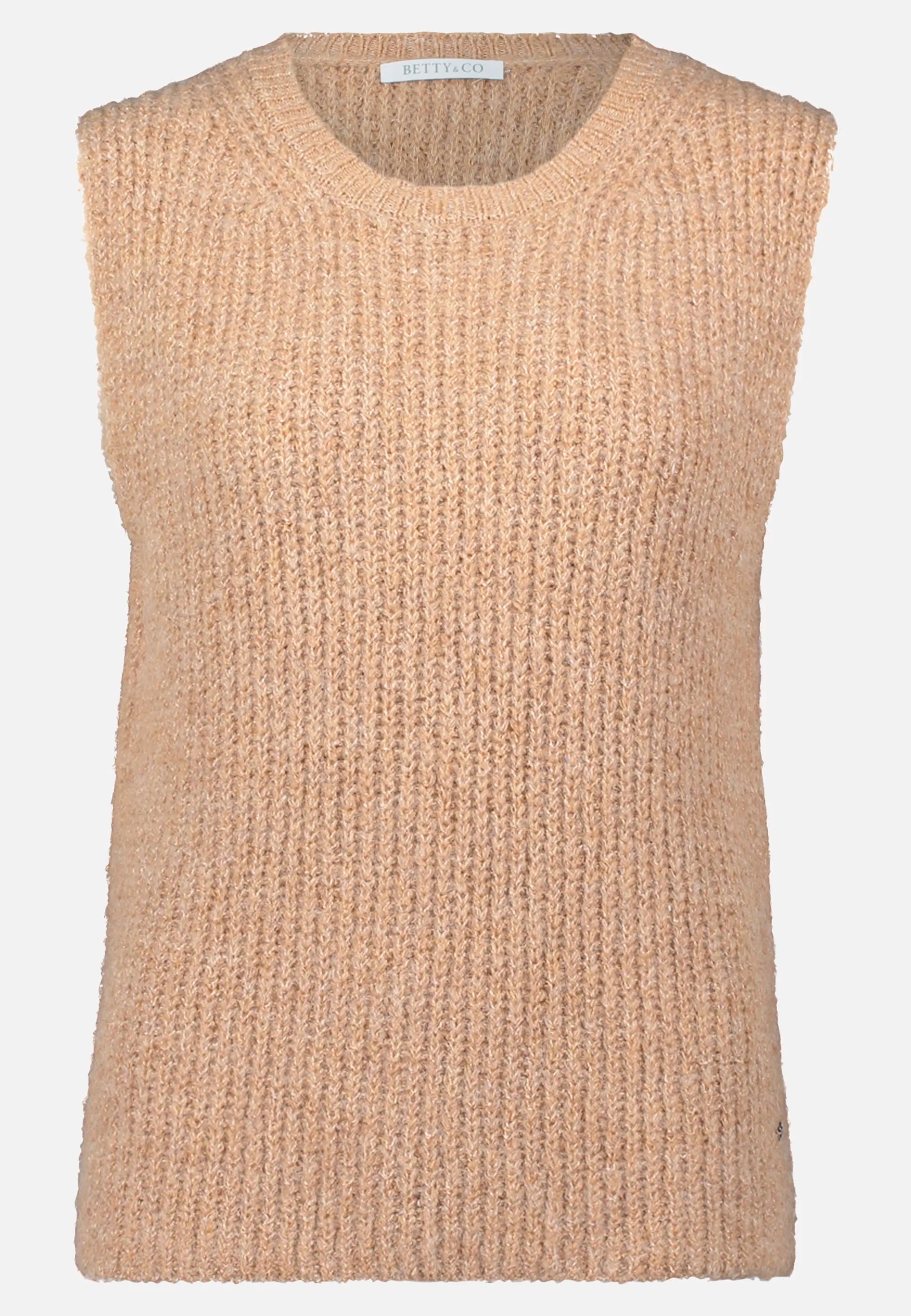 Betty Barclay_Camel Melange_Sleeveless Knit Sweater_5895-3096_7715_04