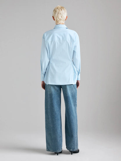 Sisley Light blue Women Striped Shirt with Laces SKU: 58B5LQ0AI_911 Image 02