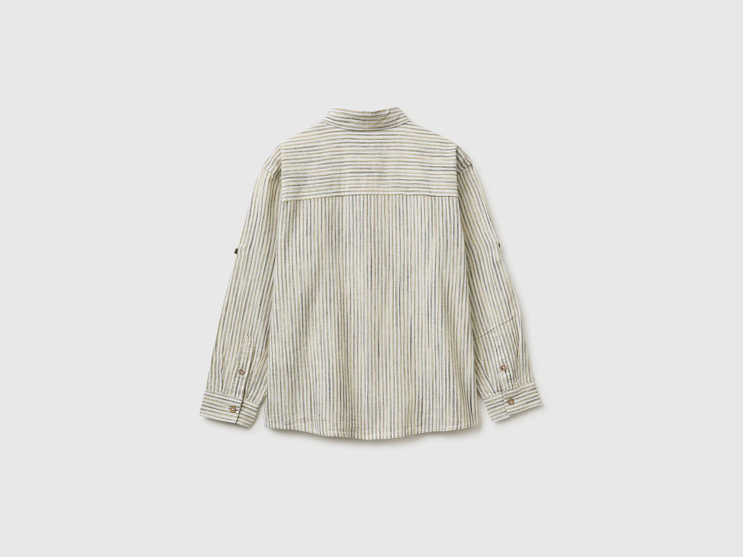 Benetton Yellow Boys Striped Linen Blend Shirt SKU: 58DNCQ04W_903 Image 02