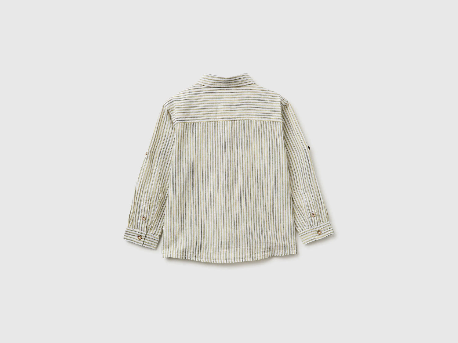 Benetton Lime Boys Striped Linen Blend Shirt SKU: 58DNGQ036_903 Image 02