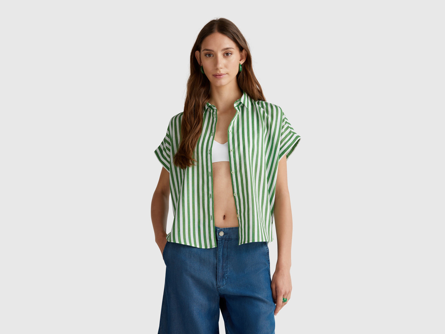 Benetton_Comfort Fit Striped Shirt_58I5DQ08M_78A_01