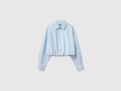 Benetton Light Blue Women Striped Shirt with Inner Top SKU: 592BDQ0FD_901 Image 01