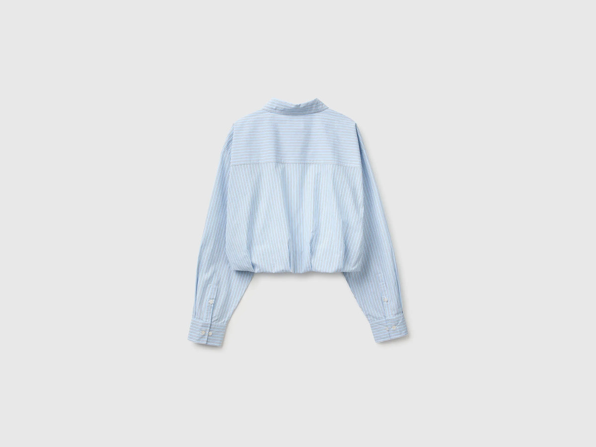 Benetton Light Blue Women Striped Shirt with Inner Top SKU: 592BDQ0FD_901 Image 02