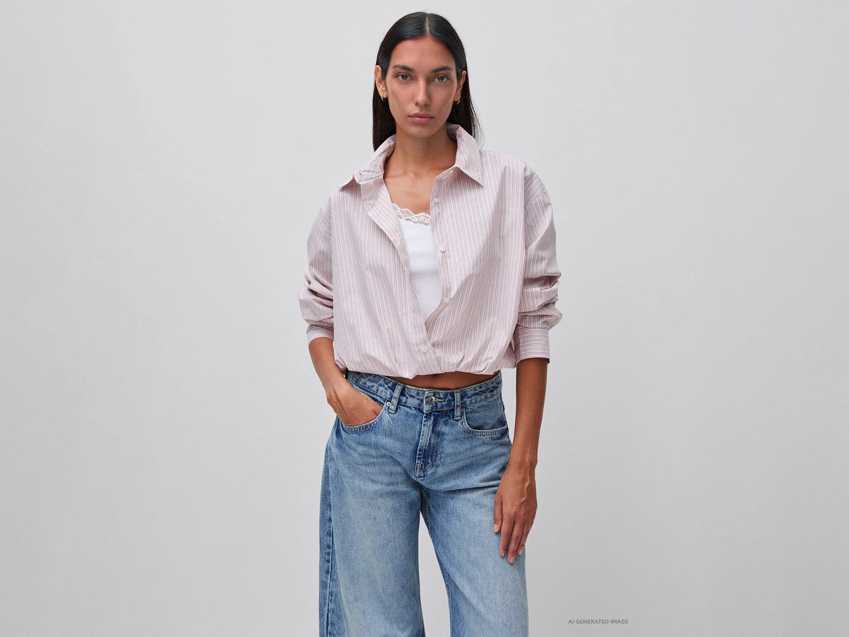 Benetton Soft Pink Women Striped Shirt with Inner Top SKU: 592BDQ0FD_902 Image 01