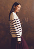Betty Barclay_Cream/Dark Red_Knitted Sweater with Stripes_5934-3218_1847_01