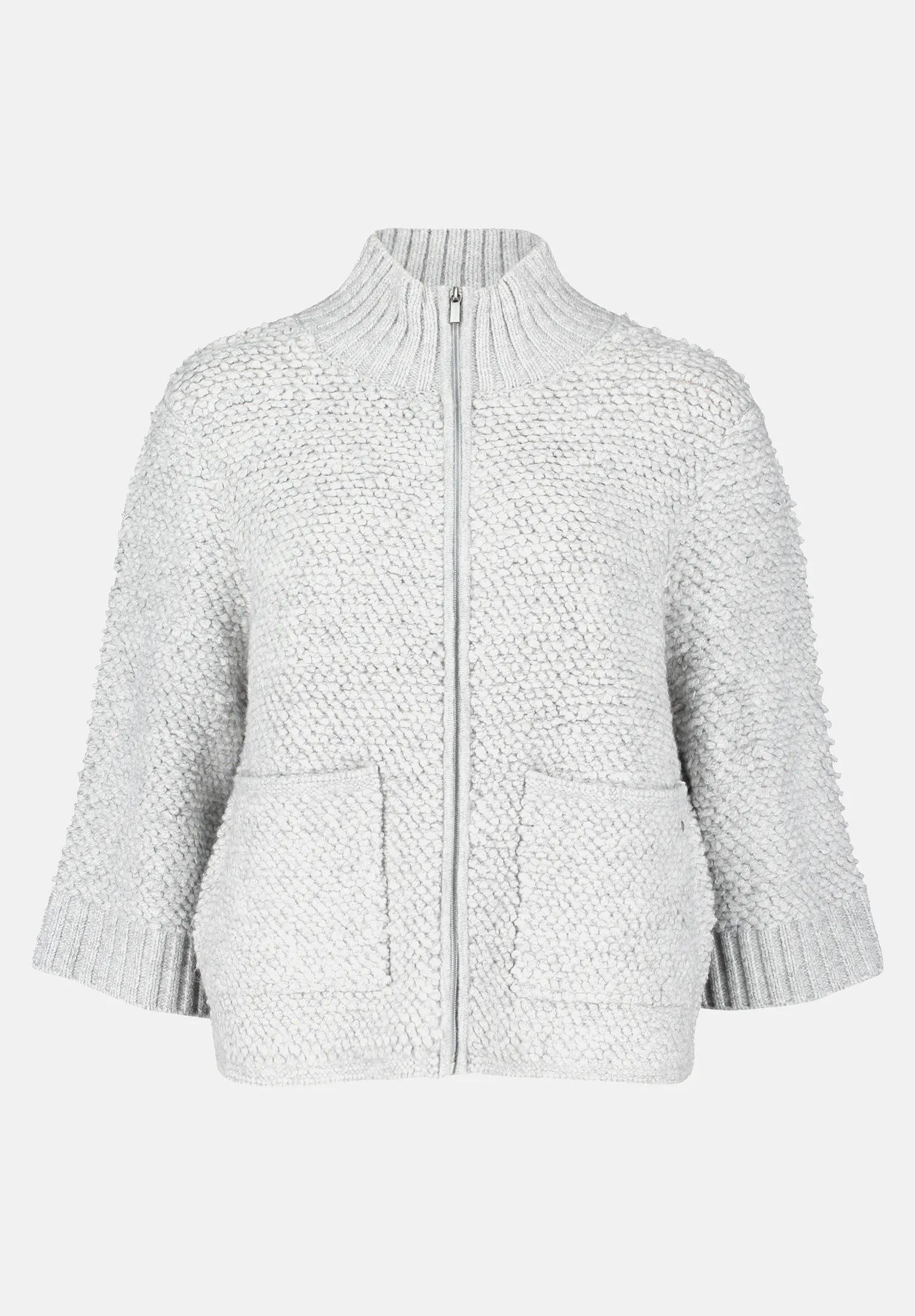 Betty Barclay_Light Silver Melange_Knitted Cardigan with Zip_5939-3242_9708_05
