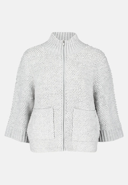 Betty Barclay_Light Silver Melange_Knitted Cardigan with Zip_5939-3242_9708_05