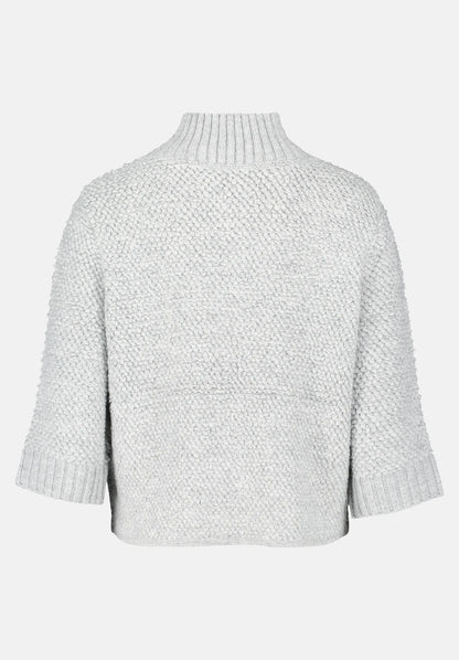 Betty Barclay_Light Silver Melange_Knitted Cardigan with Zip_5939-3242_9708_06