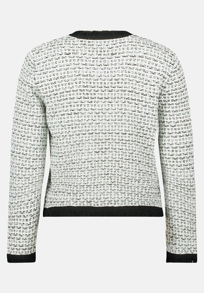 Betty Barclay_Cream/Black_Knitted Cardigan with Fringes_5940-3063_1891_05
