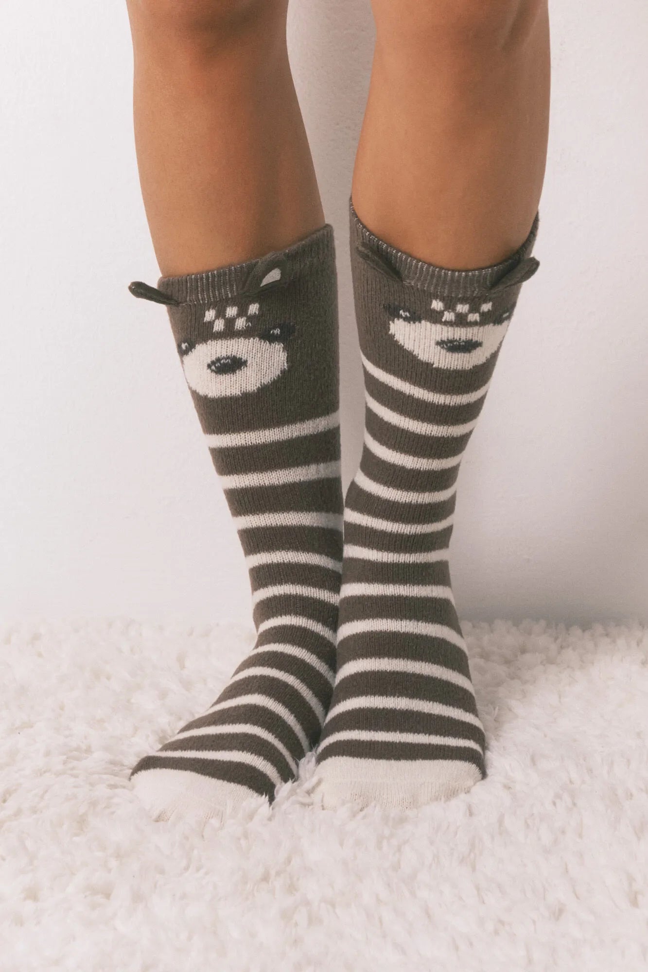 Women Secret_Beige/Camel_3D Bear Print Long Socks_5972009_53_03