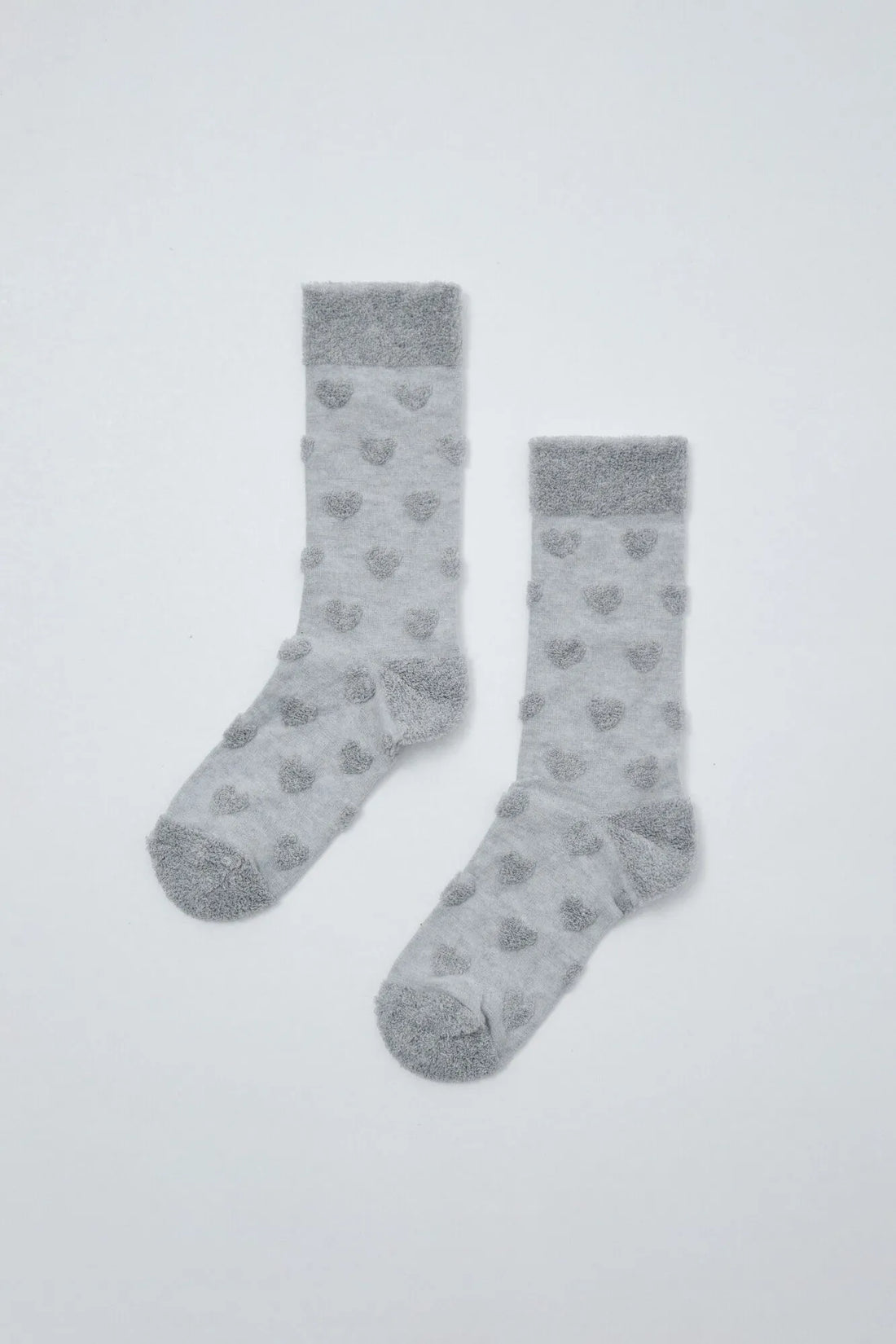Women Secret Medium Grey Women Grey Textured Heart Long Socks SKU: 5974256_46 Image 01