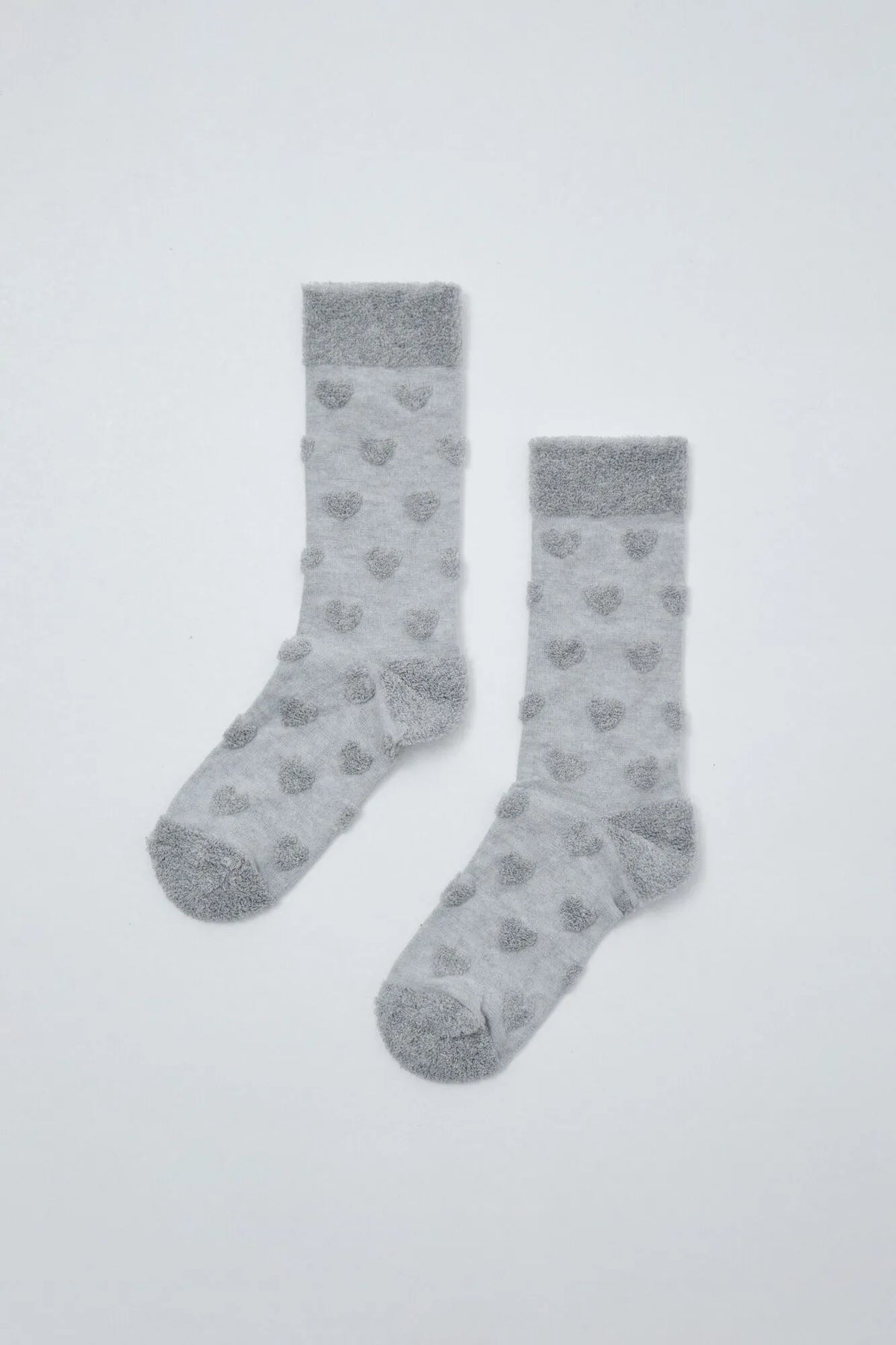Women Secret Medium Grey Women Grey Textured Heart Long Socks SKU: 5974256_46 Image 01