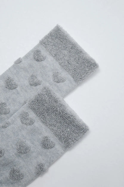 Women Secret Medium Grey Women Grey Textured Heart Long Socks SKU: 5974256_46 Image 02
