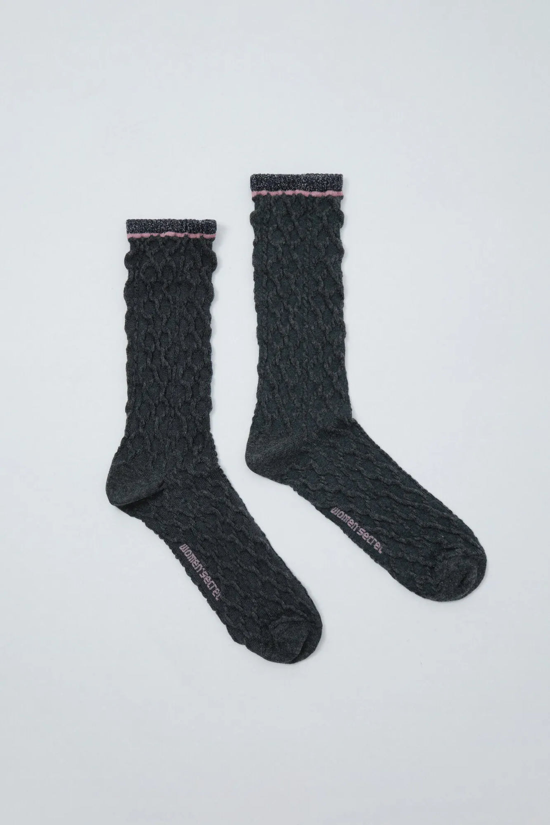 Women Secret Medium Grey Women Grey Lurex Texture Long Socks SKU: 5974258_46 Image 01