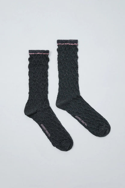 Women Secret Medium Grey Women Grey Lurex Texture Long Socks SKU: 5974258_46 Image 01