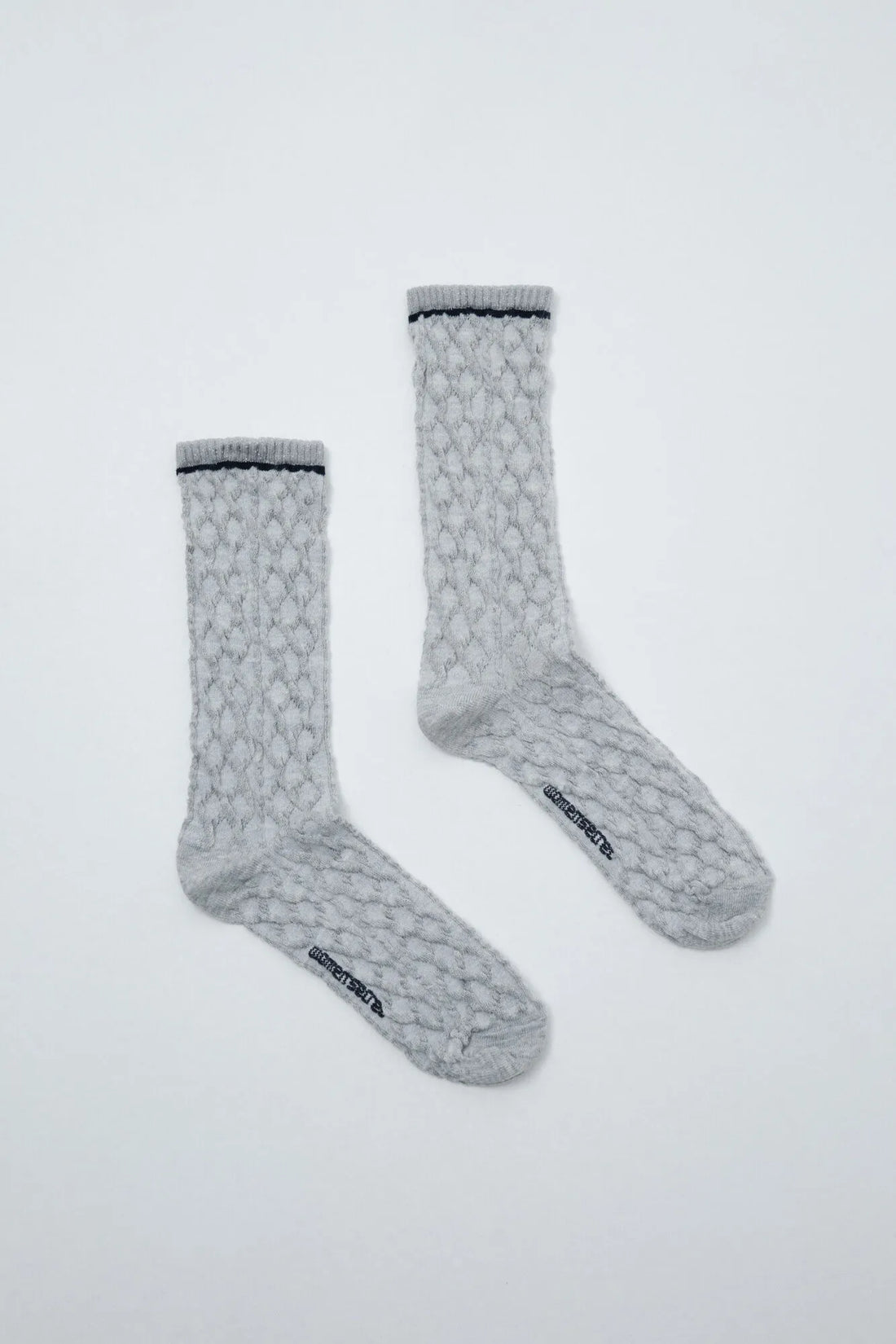 Women Secret Black Women Grey Lurex Texture Long Socks SKU: 5974259_01 Image 01