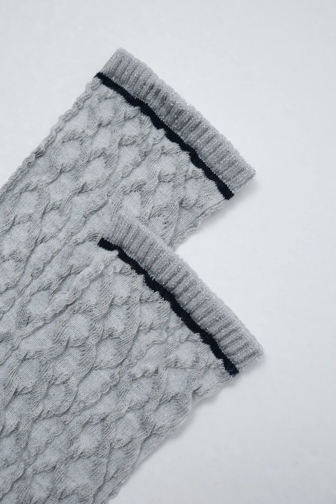 Women Secret Black Women Grey Lurex Texture Long Socks SKU: 5974259_01 Image 02