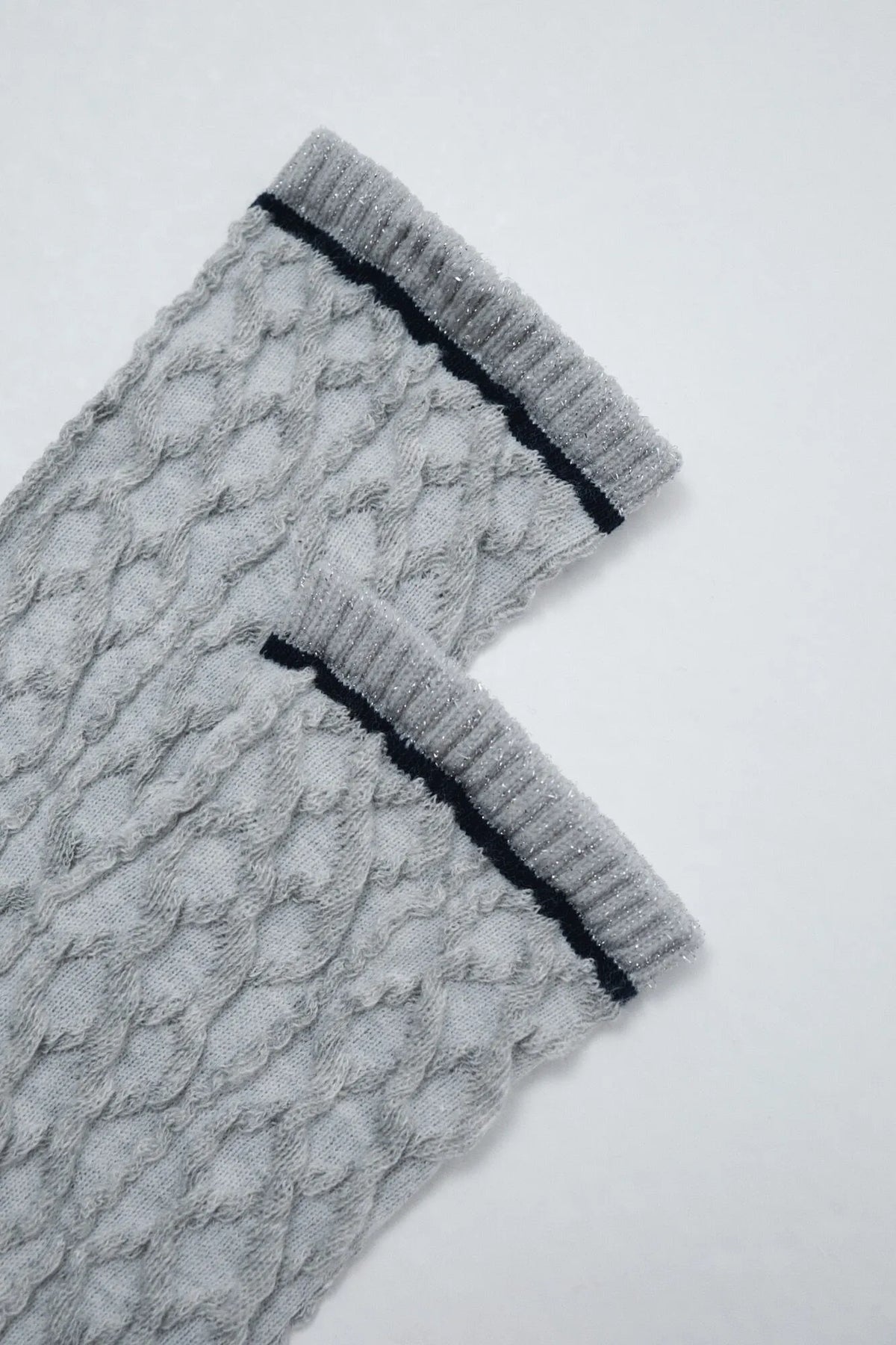 Women Secret Black Women Grey Lurex Texture Long Socks SKU: 5974259_01 Image 02