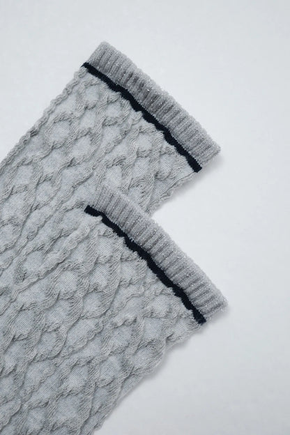 Women Secret Black Women Grey Lurex Texture Long Socks SKU: 5974259_01 Image 02