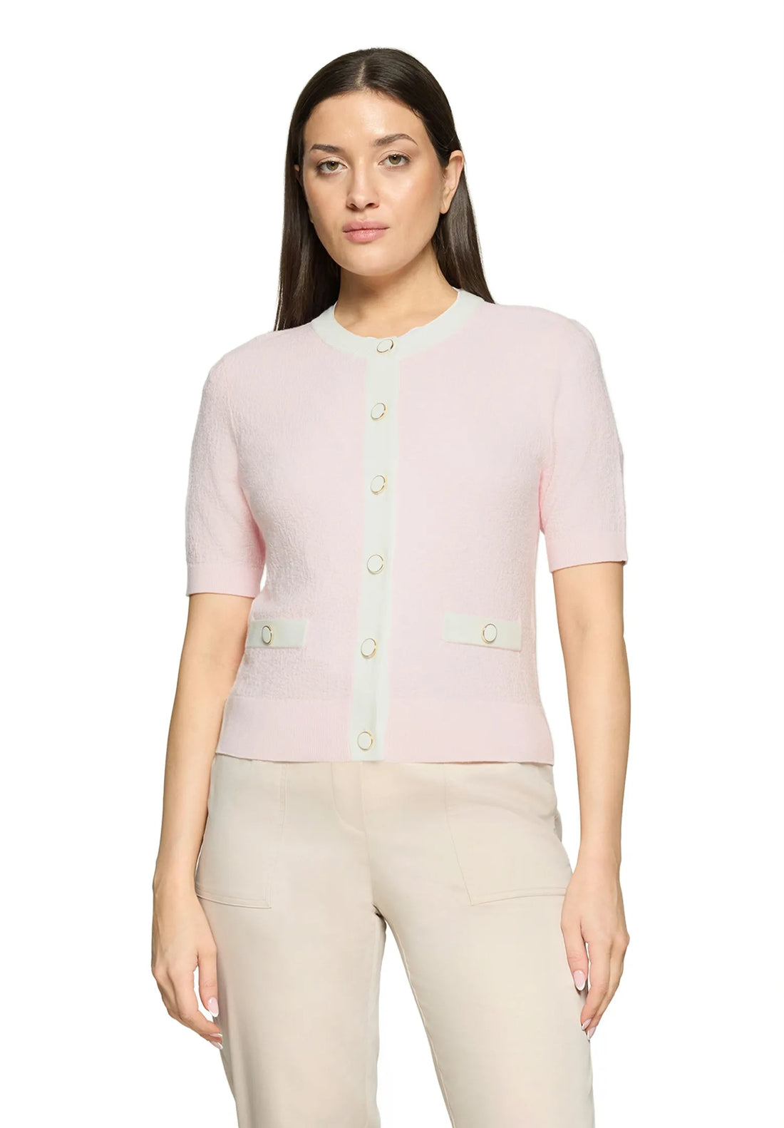Betty Barclay Rose/Cream Women Knitted Jacket Short 1/2 Sleeve SKU: 5998-3077_4815 Image 01