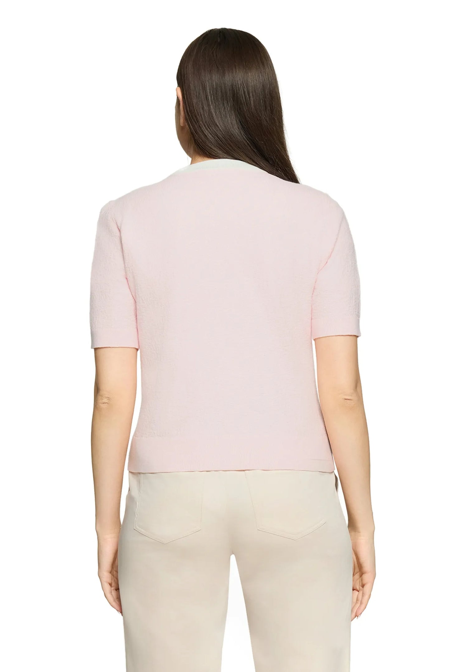 Betty Barclay Rose/Cream Women Knitted Jacket Short 1/2 Sleeve SKU: 5998-3077_4815 Image 03