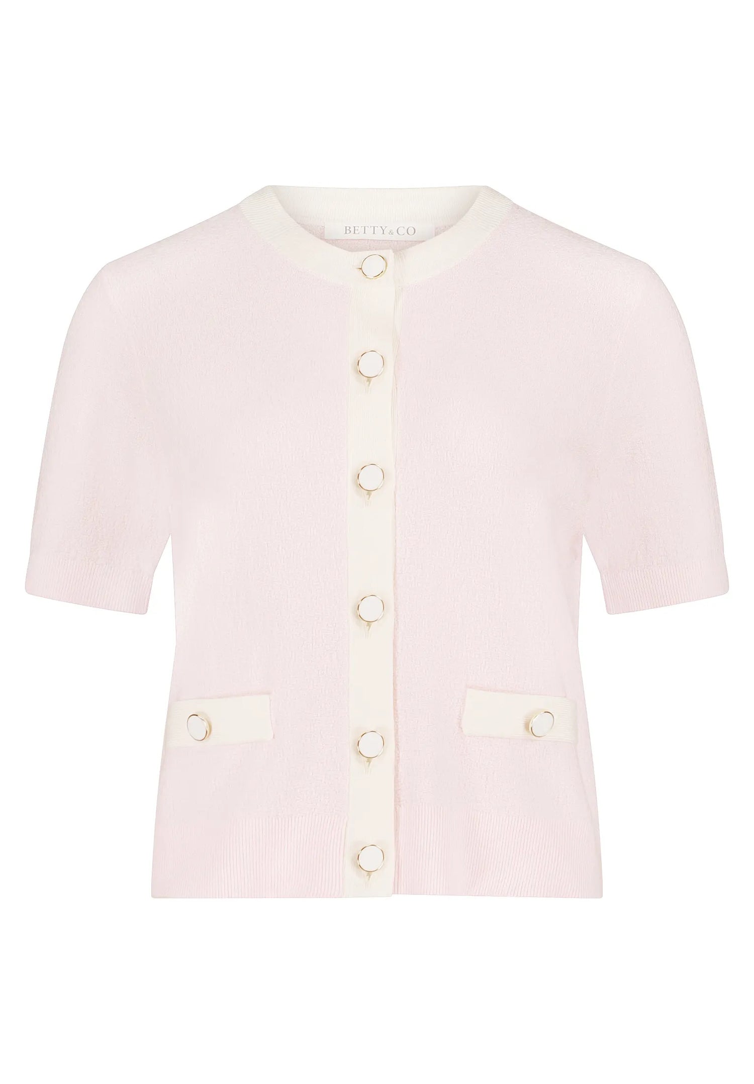 Betty Barclay Rose/Cream Women Knitted Jacket Short 1/2 Sleeve SKU: 5998-3077_4815 Image 04