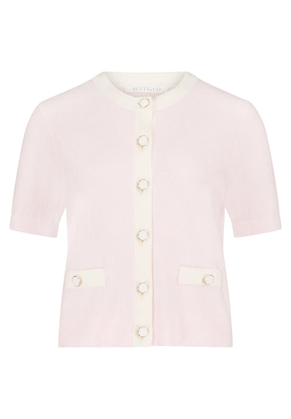 Betty Barclay Rose/Cream Women Knitted Jacket Short 1/2 Sleeve SKU: 5998-3077_4815 Image 04