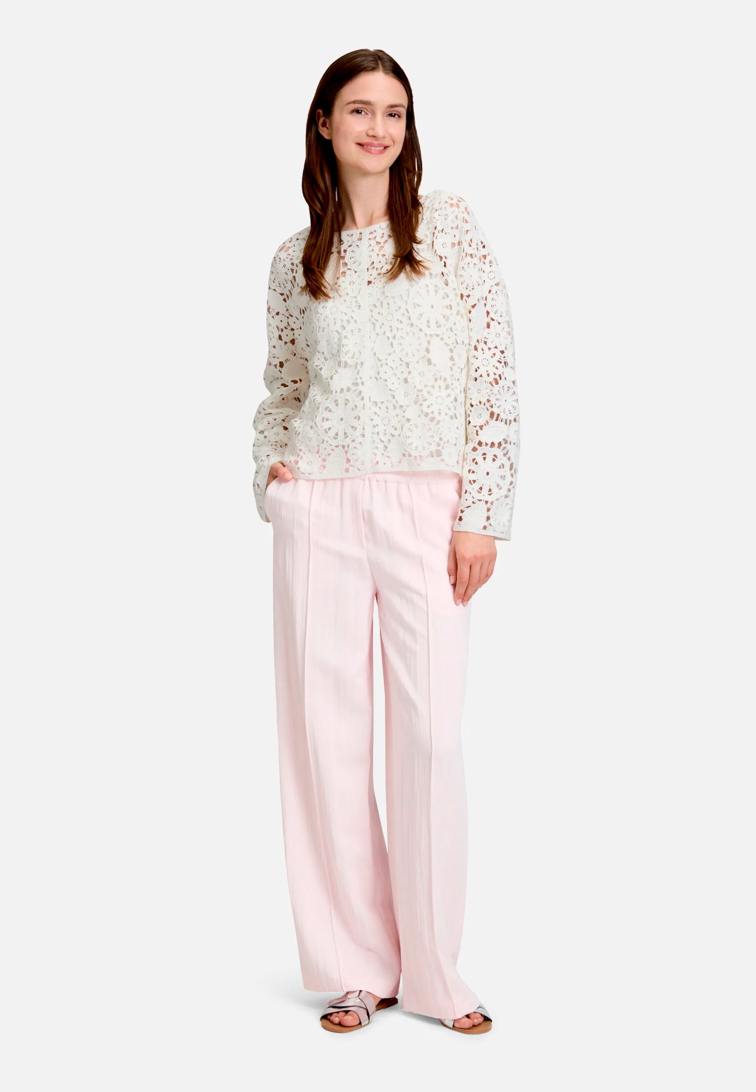 Betty Barclay Offwhite Women Open-Knit Sweater with Boat Neck SKU: 5999-3287_1014 Image 02